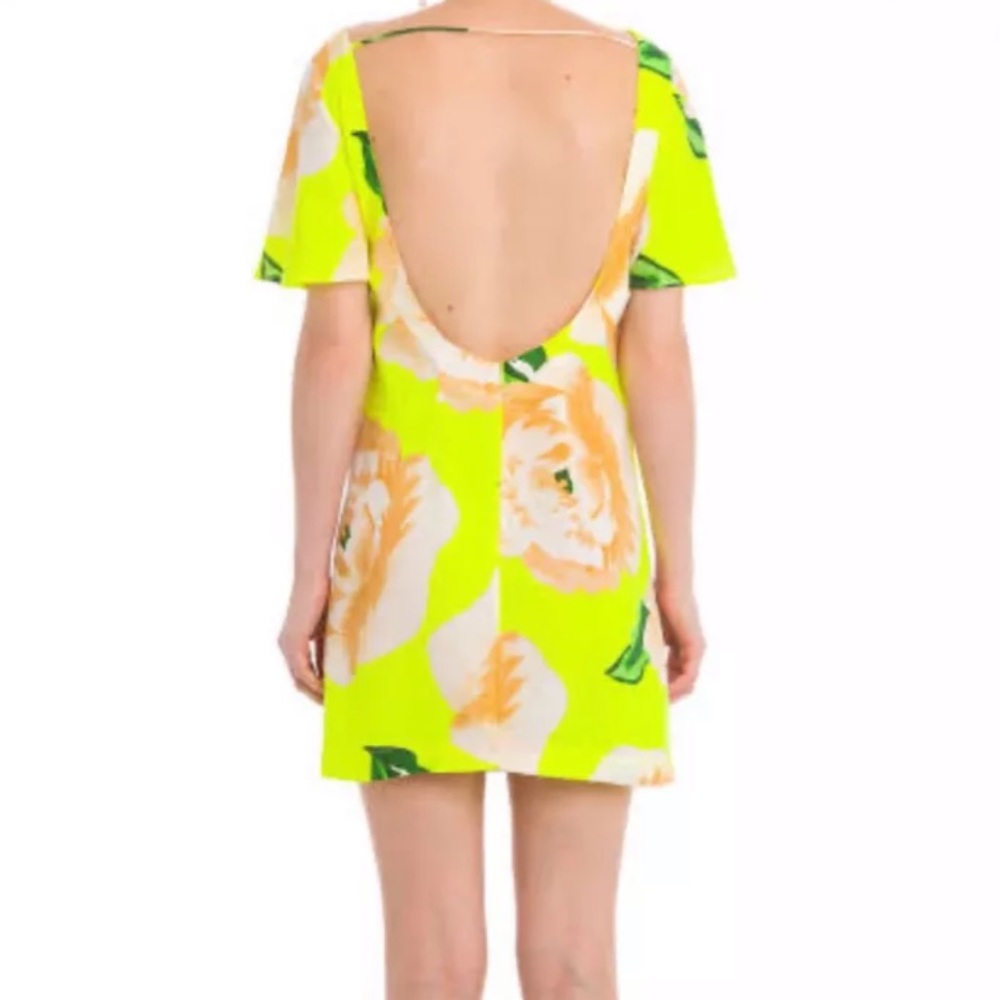 NWT FARM Rio Neon Yellow Floral Mini Dress